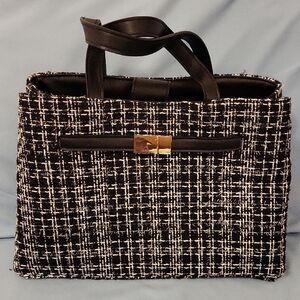 Elegant Black and White Tweed Women's Bag